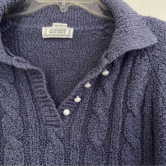 Jennifer Moore Purple Mock neck Cable Knit vintage Sweater with Pearl buttons - Picture 3 of 5